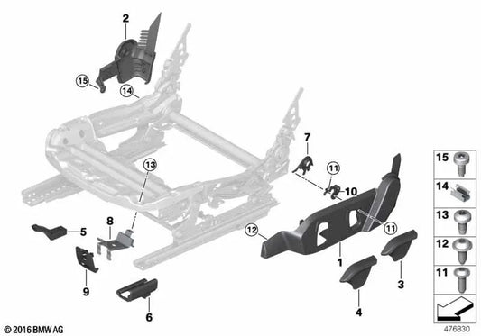 Alavanca de ajuste de inclinação do encosto esquerdo para BMW I01, I01N, I12 (OEM 52107304219). BMW original