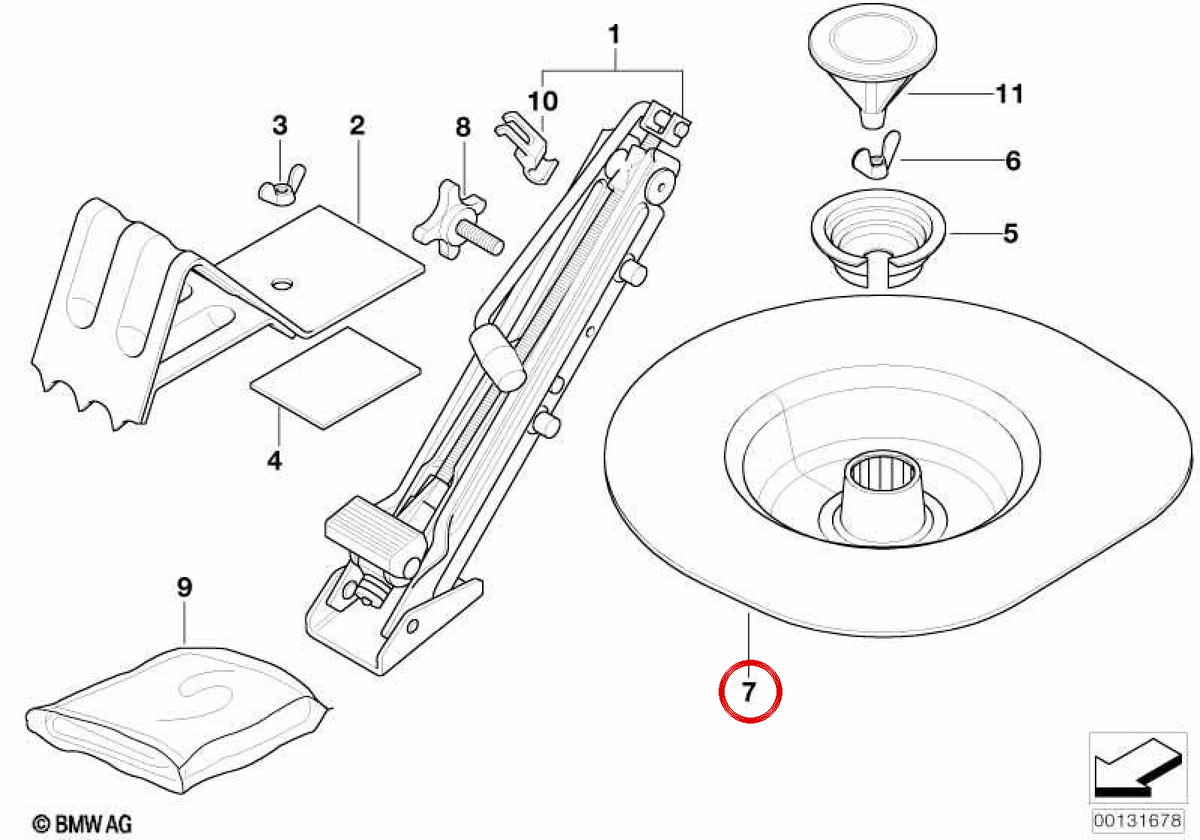 Spare wheel tray OEM 71111094912 for BMW (Compatible models: E46). Original BMW.