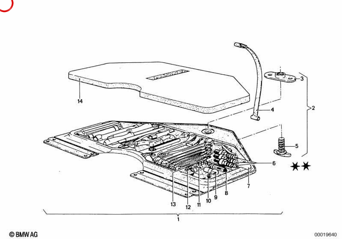 OEM Toolbox 71111102916 per BMW E23, E24, E28, E30, E31, E32, E34, E36, E38, E39, E46, E52, E53, E60, E63, E64, E65, E66, E67, E70, E71, E81, E82, E82, E83 83, E8 E85, E86, E87, E88, E89, F01, F02, F06, F07, F10, F11, F12, F13, F15, F16, F20,