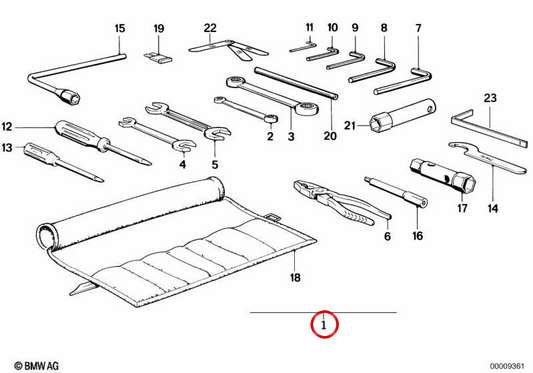 Kit de ferramentas de bordo OEM 71112300060 para motocicletas BMW K75, K100, K100 RS... e muito mais. Originais BMW Motorrad.