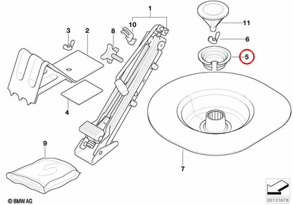 OEM Spare Wheel Retainer 71151096732 for BMW 3 Series E46. Genuine BMW.