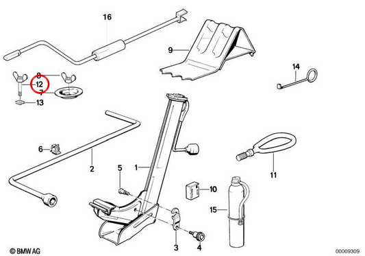 Tornillo de mariposa OEM 71152294240 para BMW Z1. Original BMW.
