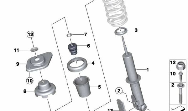 Cojinete soporte suspensión trasera izquierda OEM 33506789027 para MINI R57, R58, R59. Original MINI.