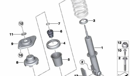 Muelle-amortiguador trasero OEM 33526853967 para MINI Clubman R55, R55 LCI (Cooper, Cooper D, Cooper S)… y más. Original MINI.