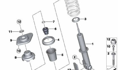 Aislante inferior muelle suspensión trasera OEM 33506772790 para MINI R55, R56, R57, R58, R59, R60, R61. Original MINI.