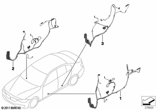 Fiação do lado do motorista para BMW Série 3 F30, F31, F35N, F80 (OEM 61129313619). BMW original