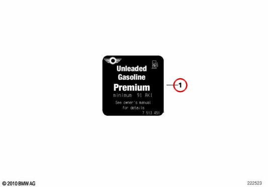 Etiquette "Diesel" OEM 71227790293 pour MINI R50, R56, R56 LCI, Clubman R55 LCI, Cabrio R57 LCI, Countryman R60. MINI d'origine.