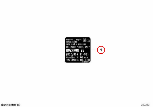 Étiquette « essence super sans plomb » OEM 71227850448 pour BMW M2 F87, M3 F80, M4 F82/F83, M5 F10, M6 F06/F12/F13, i8 I12, X5 M E70… et plus. BMW d’origine
