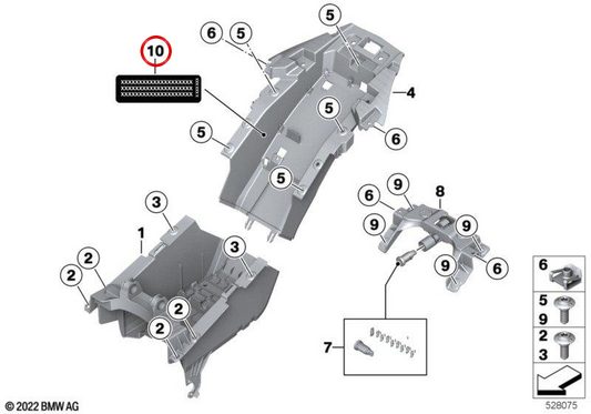 Rótulo indicatore di carico posteriore OEM 71245A73B73 per moto BMW S 1000 RR K67, M 1000 RR K66. Originale BMW Motorrad.