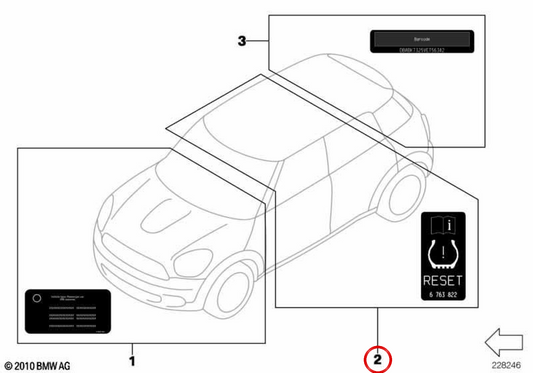 Dístico de assistência em estrada OEM 71246758252 para MINI R50, R53, R55, R56, F54, F55, F56, F57, F60… e mais. MINI Original