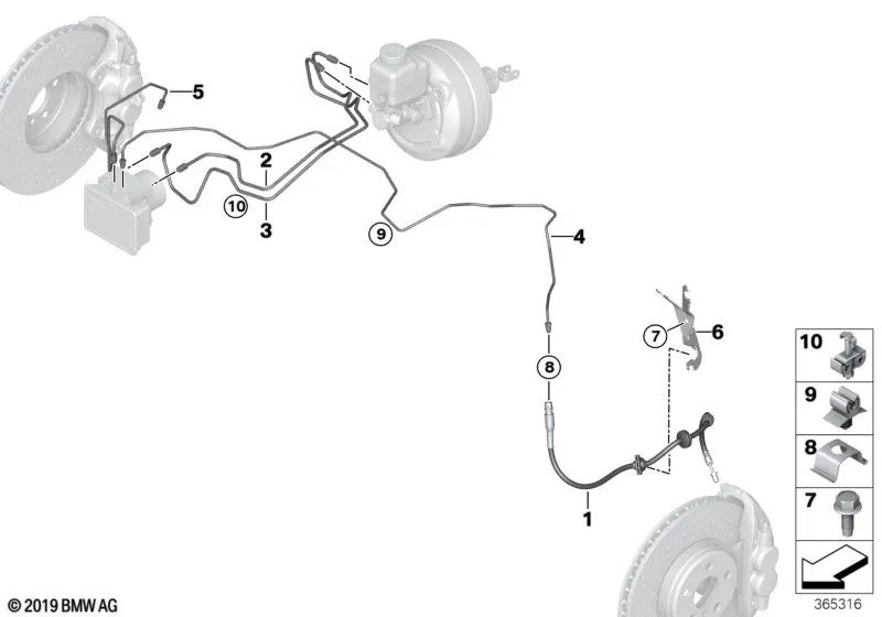Pipe for BMW I12, I12N, I15 (OEM 34306858638). Original BMW.