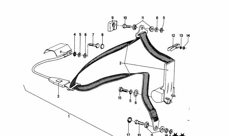 Corrente de segurança da frente direita OEM 72111844964 para BMW E30. BMW original.