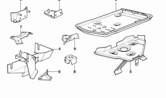 Battery Tray Bracket OEM 41141978993 for BMW 5 Series (E34). Original BMW.