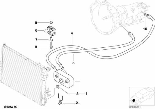 Tubería de refrigeración de aceite de escape OEM 17227577627 para BMW E46 316i M43. Original BMW.