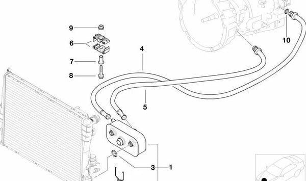 Tubería de Enfriador de Aceite para BMW Serie 3 E46 (OEM 17227577624). Original BMW