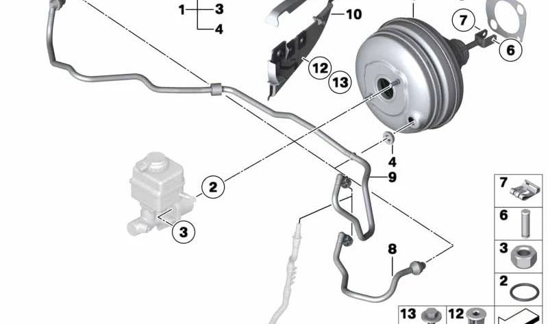 Vacuum line with non-return valve OEM 11668508017 for BMW E70, E71, F15, F16. Original BMW.