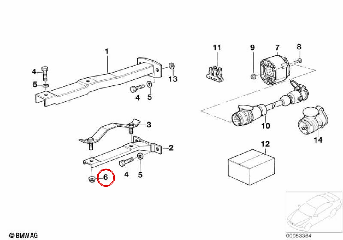 OEM -Fixierungsmutter 71601090370 für BMW E36. Original BMW.
