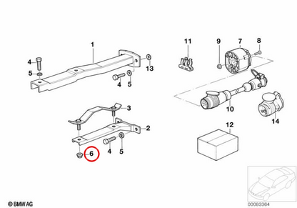 OEM -Fixierungsmutter 71601090370 für BMW E36. Original BMW.