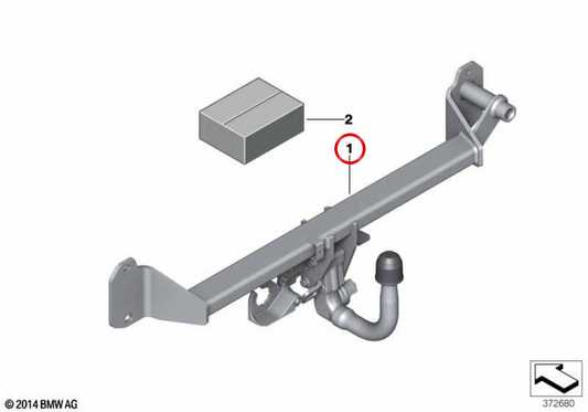 Enganche de remolque desmontable OEM 71606870334 para BMW Serie 2 F45, F45N, F46, F46N. Ideal para remolques hasta 1.500 kg y portabicicletas. Original BMW.