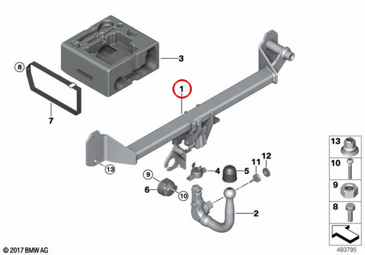 Verstärkungsstange für Heckstütze OEM 71606878781 für BMW F39. Original BMW.