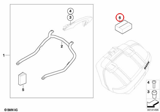 OEM-Befestigungsset für Seitengepäckträger 71607680841 für BMW Motorrad K1200S, K1300S, K1200R, K1200R Sport, K1300R. Original BMW Motorrad.