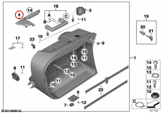 Chapaleta izquierda de maleta lateral OEM 71607685883 para motos BMW R 1200 RT, R 900 RT, R 1200 R, R 1200 ST, K 1200 GT, K 1300 GT... y más. Original BMW Motorrad.