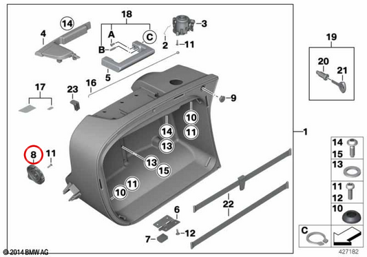 Support de couvercle droit de valise latérale OEM 71607685966 pour motos BMW K1200GT, K1300GT, R1200RT, R900RT, R1200R, R1200ST. Original BMW Motorrad