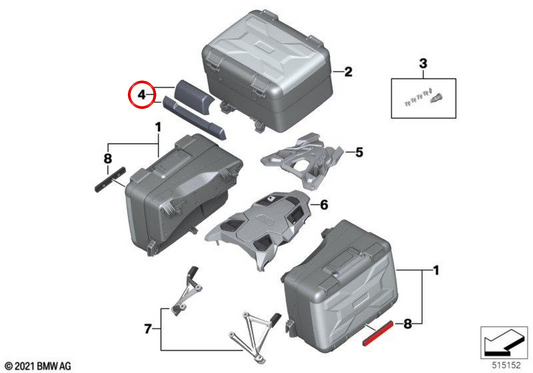 Set of Vario-Topcase OM 7160768877 for motorcycle bmw R 1200 GS, R 1250 GS, F 750 GS, F 850 ​​GS ... and more. Original BMW Motorrad.