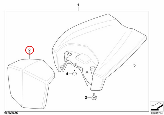 Coussin de siège OEM 71607691847 pour BMW Motorrad HP2 Enduro, HP2 Megamoto, HP2 Sport. BMW original Motorrad.