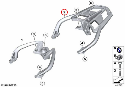 Juego de parrilla portaequipaje OEM 71607693917 para motos BMW F 800 S, F 800 ST, F 800 GT, F 800 R... y más. Original BMW Motorrad