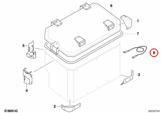 Cavo di ritenzione OEM 71607695073 per moto BMW R 1200 GS, F 850 ​​​​GS, F 800 GS... e altro ancora. BMW Motorrad originale.