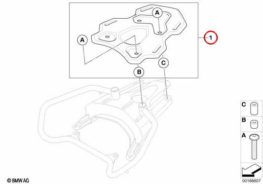Juego puente portaequipajes pequeño trasero OEM 71607701810 para motos BMW F 700 GS, F 650 GS, F 800 GS, F 800 GS Adventure... y más. Original BMW Motorrad