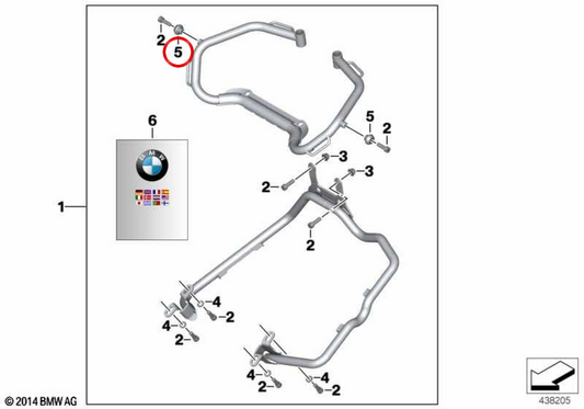 Pièce d'écartement OEM 71607704405 pour motos BMW F650 GS, F700 GS, F800 GS, F850 GS et F900 GS. BMW Motorrad d'origine