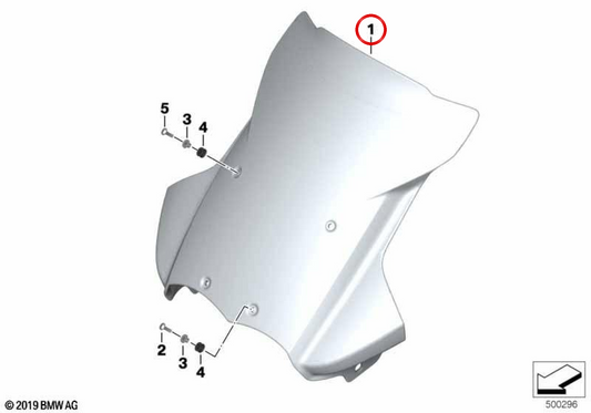 Parabrezza rosso OEM 71607708532 per moto BMW R1200GS, R1200GS Adventure. BMW Motorrad originale.