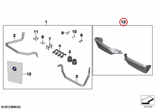 Conjunto de protetores de mão grandes OEM 71607715135 para motocicletas BMW F700GS, F800GS, F650GS... e muito mais. Originais BMW Motorrad.