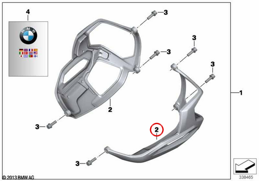 Left cylinder head cover protector OEM 71607719409 for BMW Motorrad bikes R 1200 GS, R 1200 RT, R 1200 R, R nineT, R nineT Pure, Scrambler, Racer, Urban G/S... and more. Original BMW Motorrad