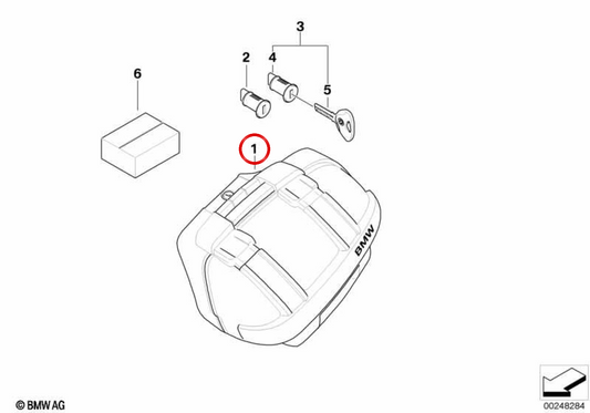 Left sport side case OEM 71607723511 for BMW Motorrad K1200 S, K1300 S, K1200 R, K1300 R and K1200 R Sport. Original BMW Motorrad