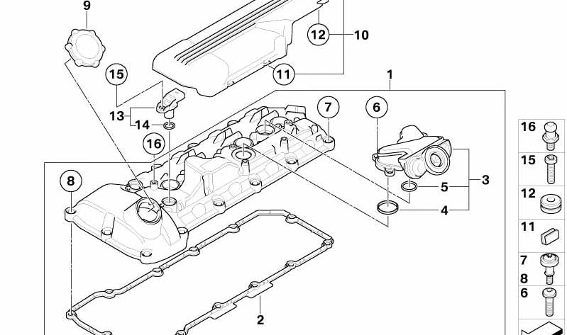 SCREW WITH WASHER OEM 11127841218 FOR BMW E90, E90N, E92, E92N, E93, E93N. Original BMW.