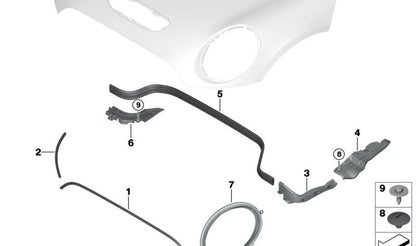 Junta de capó frontal trasera OEM 51767300560 para MINI F56, F55, F57, F66... y más. Original MINI.