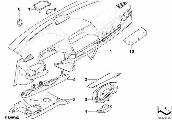 Embellcedor Combinación de Instrumentos para BMW E65, E66 (OEM 51457018227). Original BMW