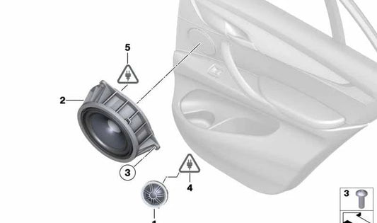 Altavoz agudo OEM 65139277836 para BMW F25, F26, F15, F85, F16, F86. Compatible con sistemas de sonido Top-HiFi. Repuesto original BMW.