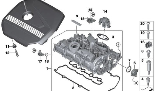 Cubierta de motor OEM 11147935407 para BMW F70, F74, U06, U10, U11. Original BMW.