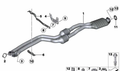 Silencioso central (Mittelschalldämpfer) OEM 18307599743 para BMW E82, E88. Original BMW.