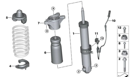 Additional shock absorber for BMW 3 Series G80, G81, 4 Series G82, G83 (OEM 33508091410). Original BMW.