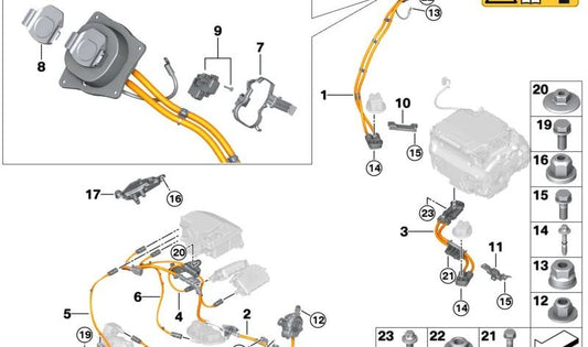 Botón de desbloqueo para cable de carga OEM 61295A587D7 para BMW G28, G26, G60, i3, G61, G68, G70, U11, U12, U10, I20, U25. Original BMW.