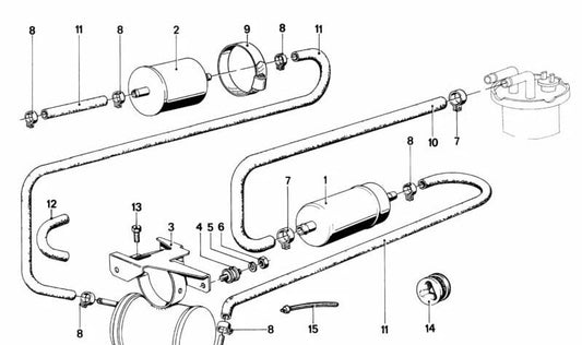 Manguito de goma OEM 16121105846 para BMW 114, 2000tii, 2002tii, 2002 turbo, E12, E28, E24, E23. Conectores de combustible originales BMW.