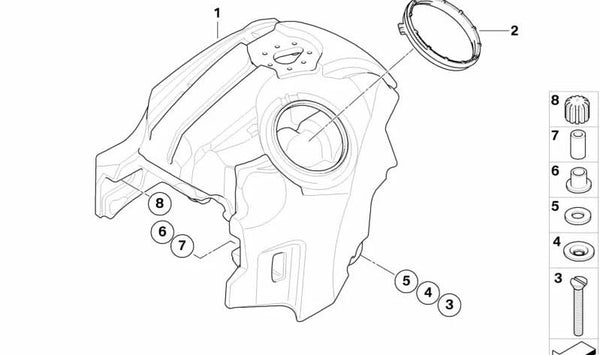 Depósito de combustible OEM 16117711023 para motos BMW R 1200 S y HP2 Sport. Original BMW Motorrad.