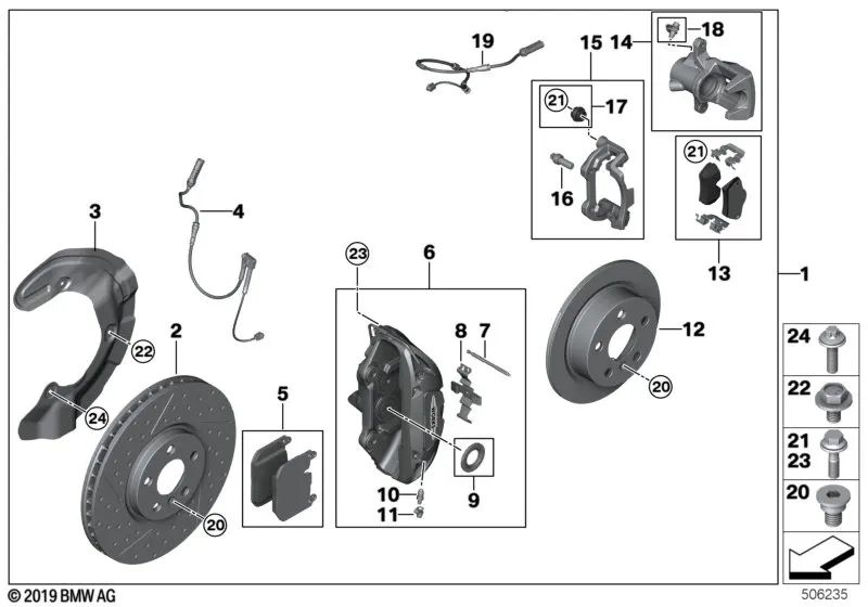 Fender sinistro per la BMW 1 F40 Serie, F52; 2 Serie F44, F45, F46; X1 F48, F49; X2 F39 (OEM 34106854969). BMW originale