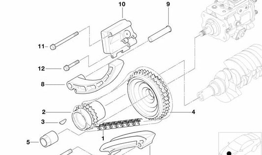 Catena di distribuzione OEM 1352247193 per BMW E46 318D, 320D (M47). Compatibile con modelli manuali e automatici a ruota posteriore. BMW originale.