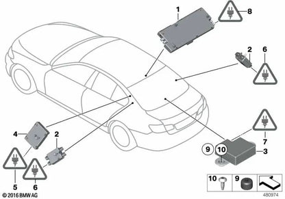 Amplificatore di antenna di diversità per BMW 5 F10 Series, F18, 6 F06, F13, Serie F01 7 F01, F02, F04 (OEM 65209346814). BMW originale